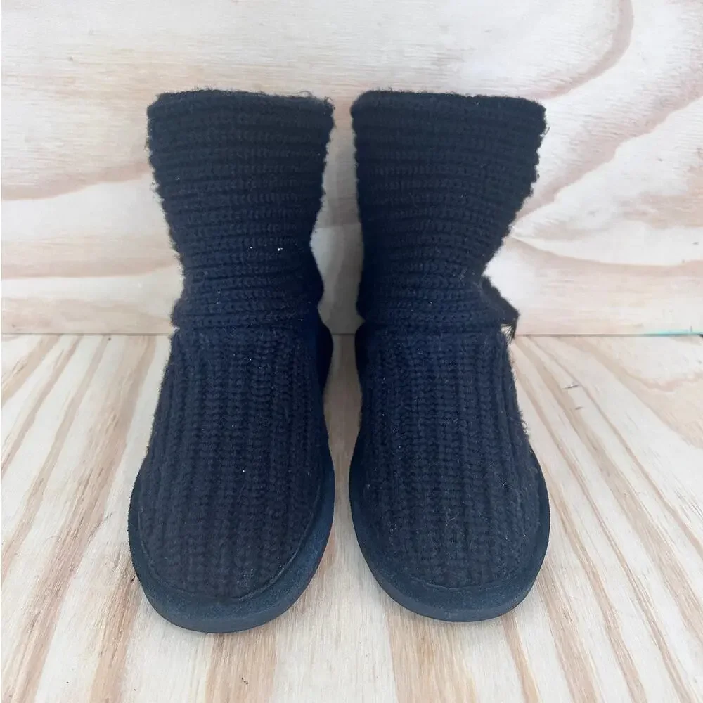 Bearpaw - Knit Tall Fold Over - Winter Boots - Black - Women's - 7